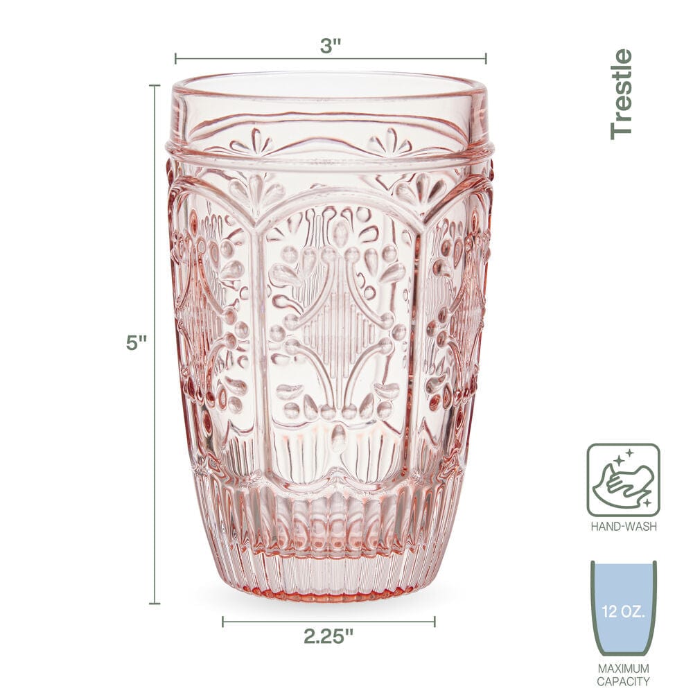 Trestle Highball Glasses Set of 4, Blush