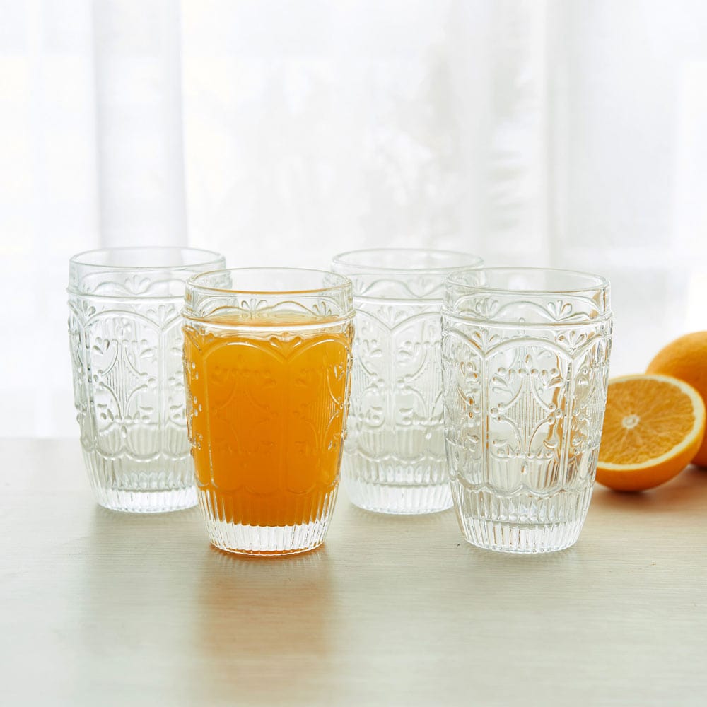 Trestle Highball Glasses Set of 4, Clear