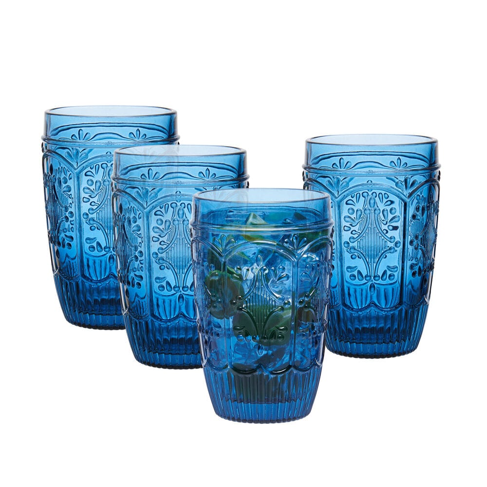 Trestle Highball Glasses Set of 4, Indigo