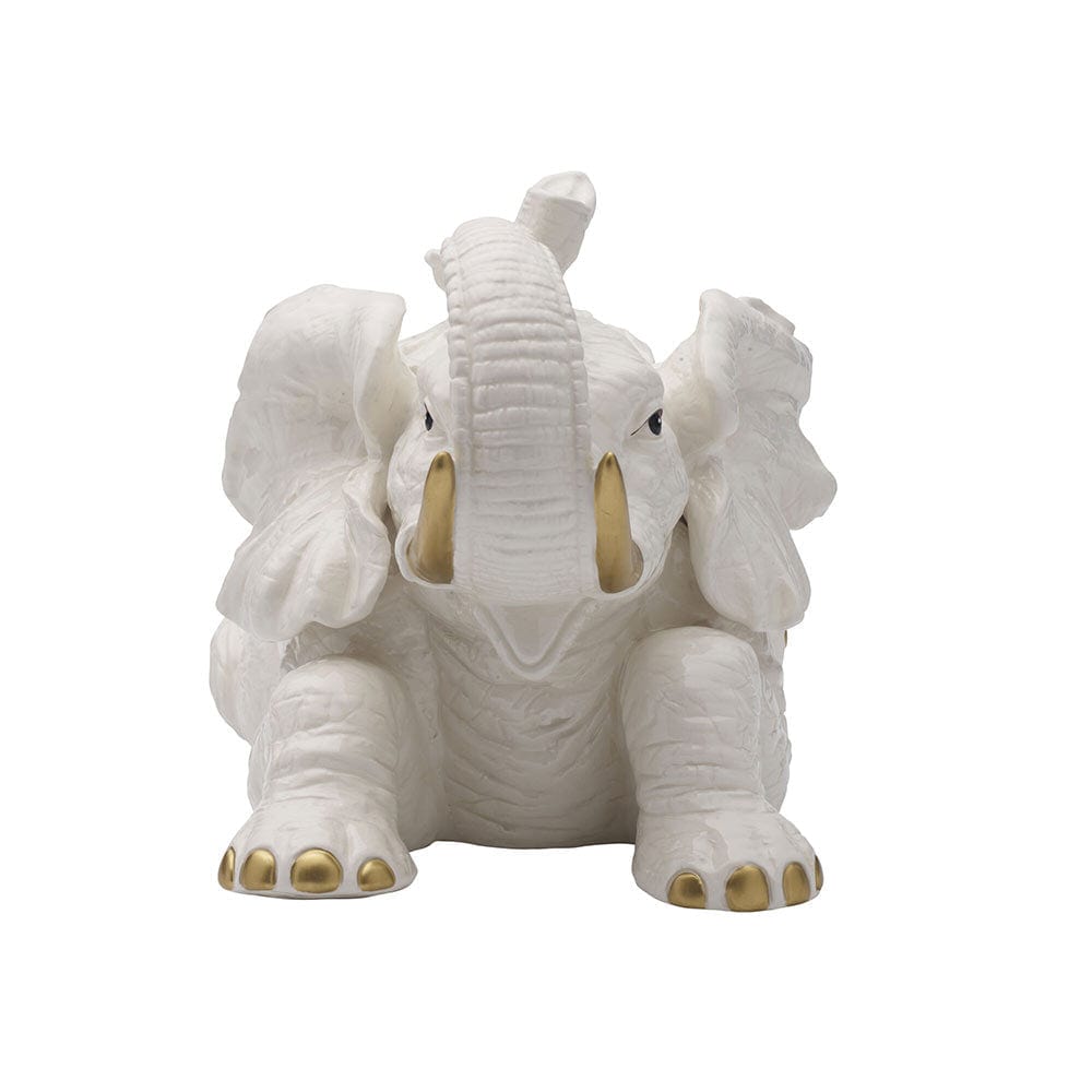 Villa Palm Elephant Cookie Jar Figurine 7.75 IN