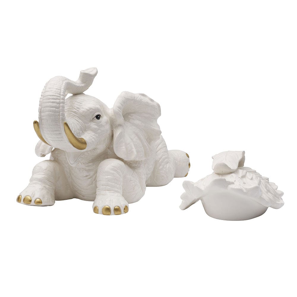 Villa Palm Elephant Cookie Jar Figurine 7.75 IN