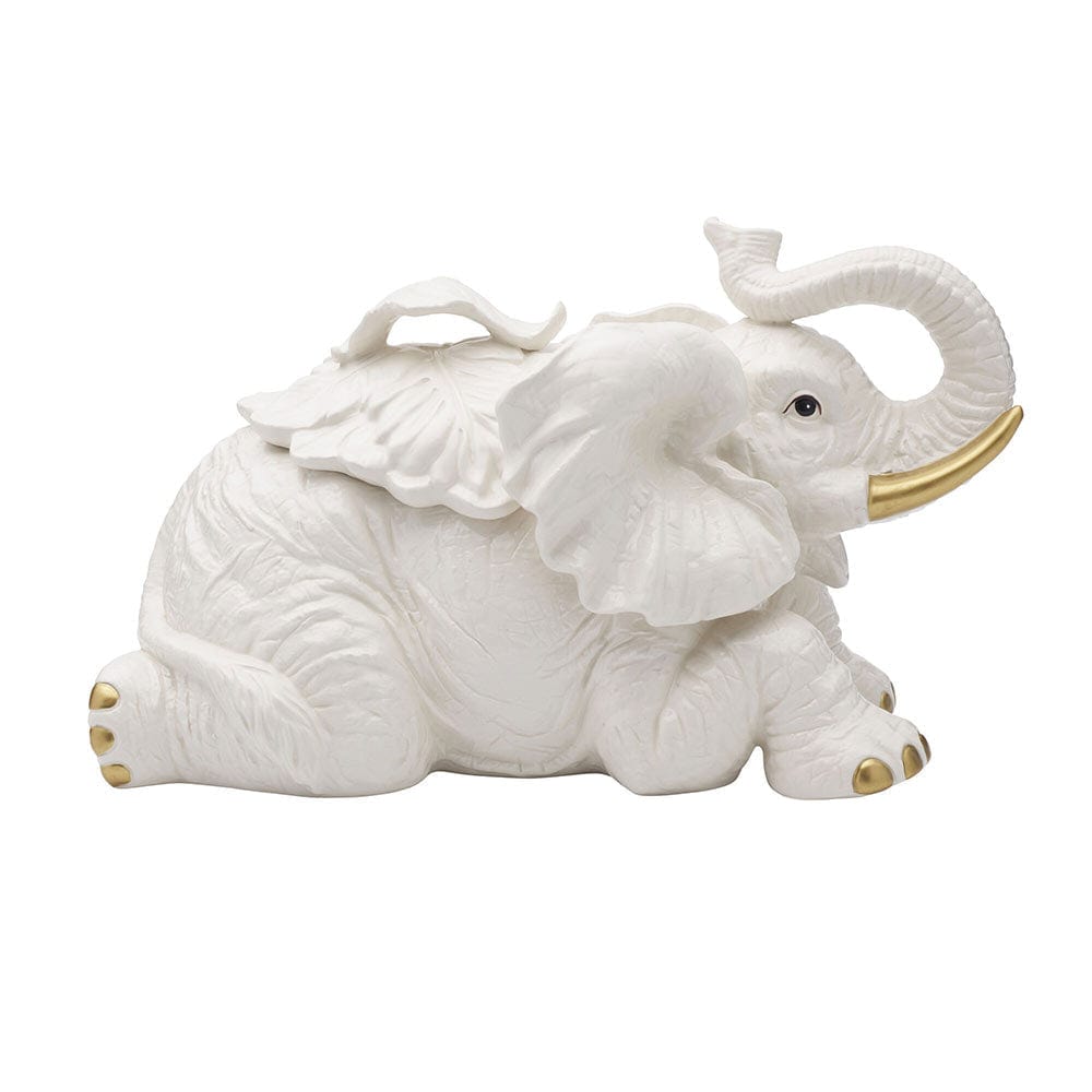 Villa Palm Elephant Cookie Jar Figurine 7.75 IN