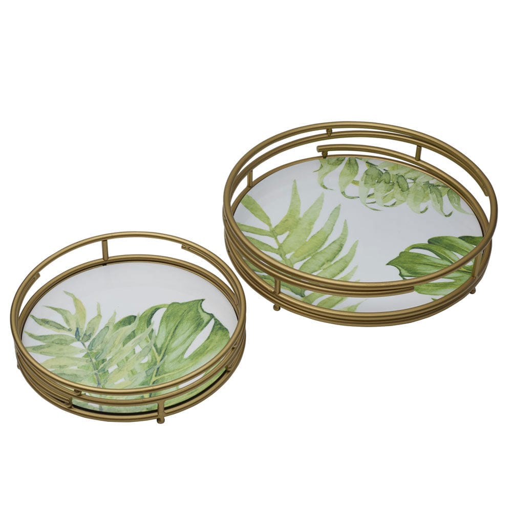 Villa Palm Set of 2 Centerpiece Decor Trays