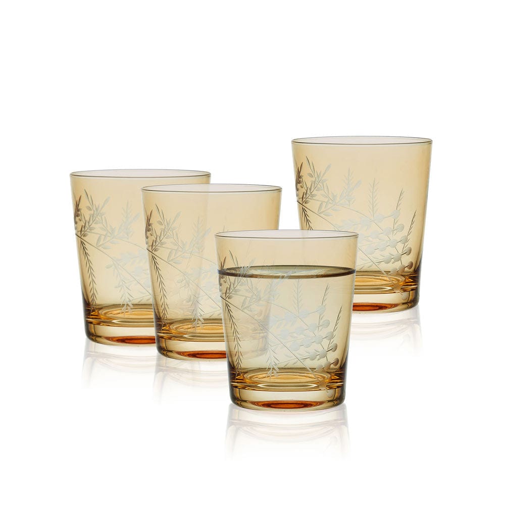 Wildflower Double Old Fashioned Glasses Set of 4, Gold