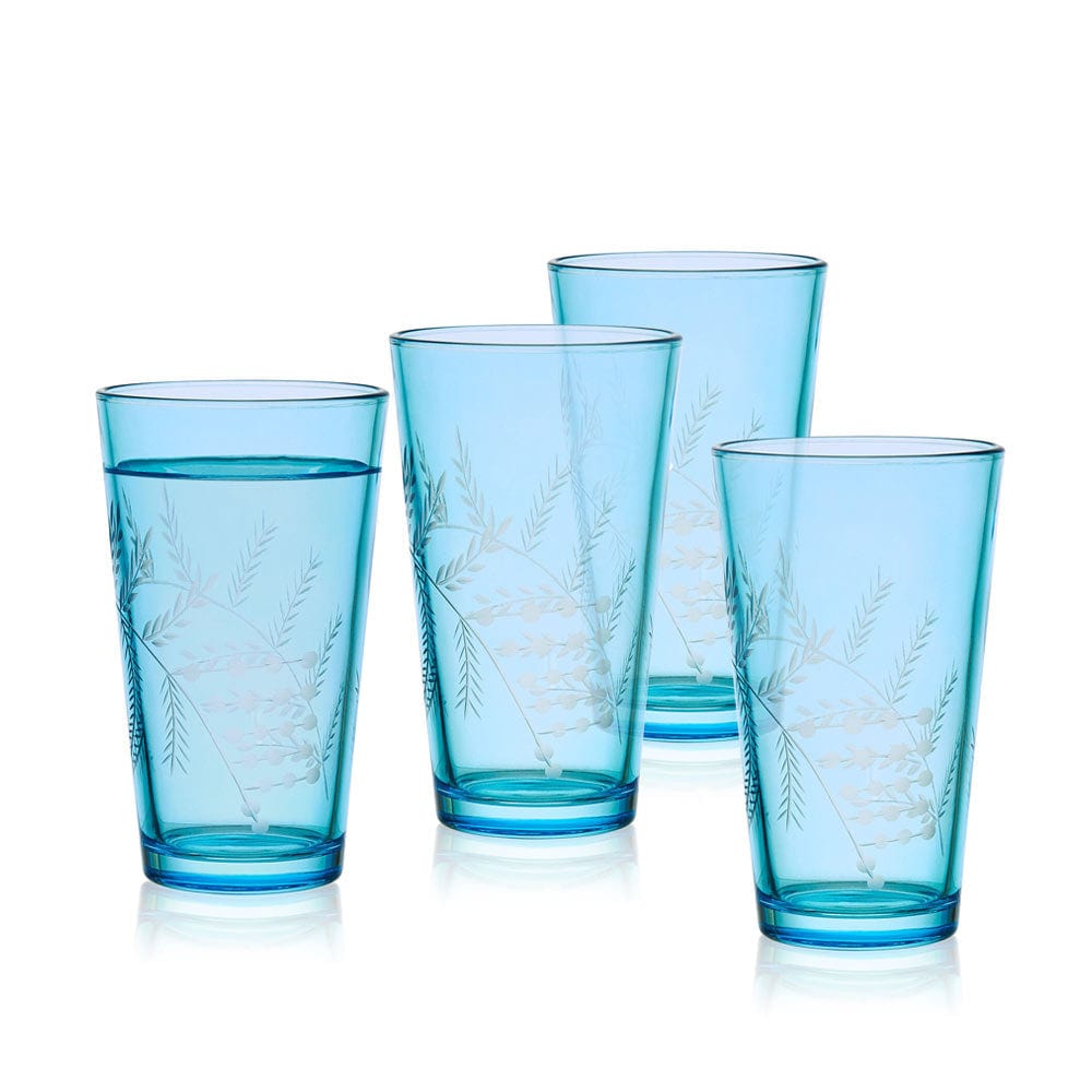 Wildflower Highball Glasses Set of 4, Blue