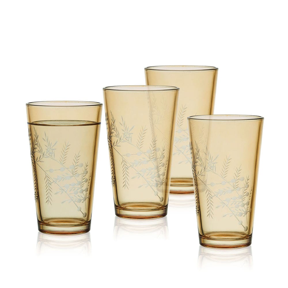 Wildflower Highball Glasses Set of 4, Gold